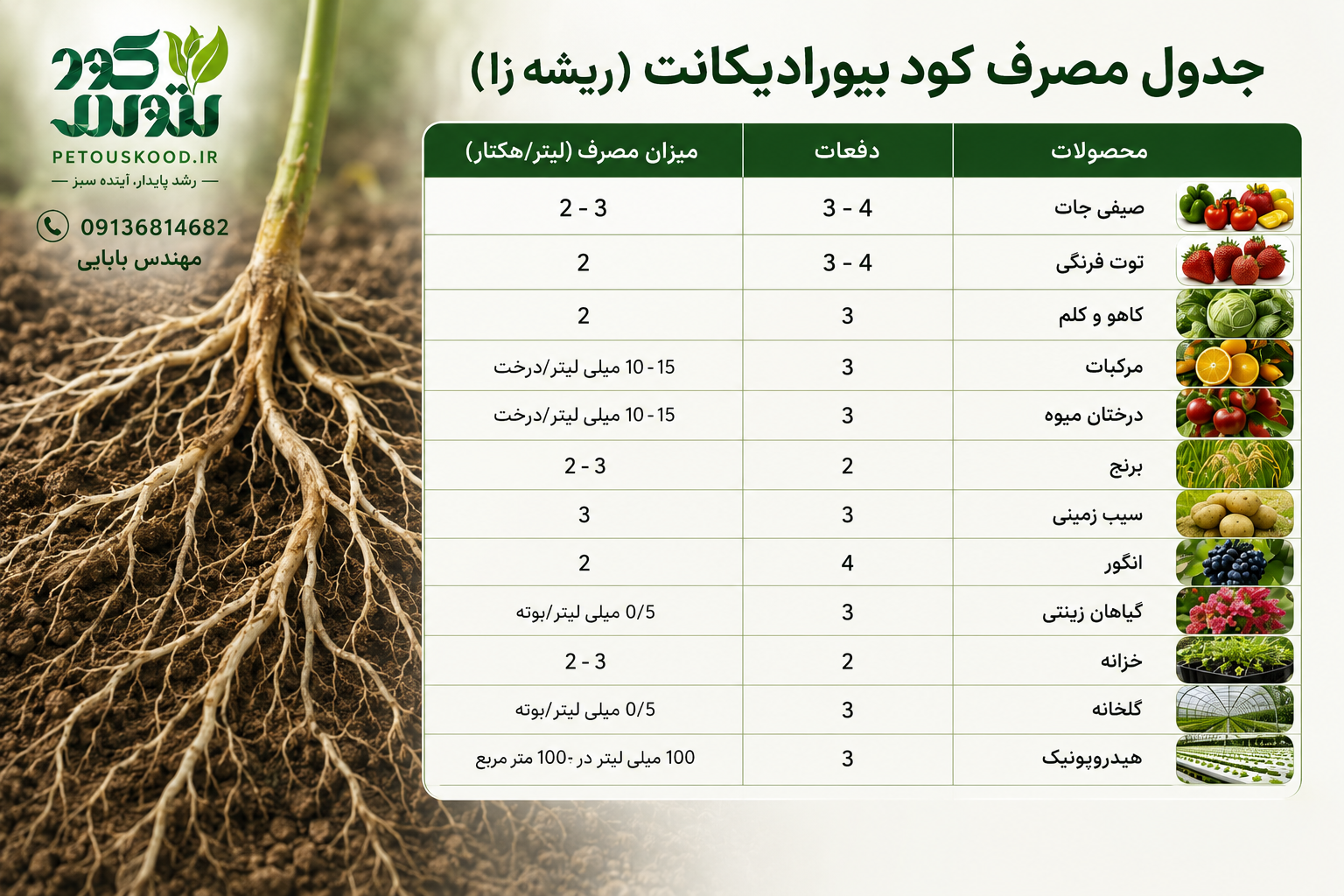 میزان استفاده از کود بیورادیکانت