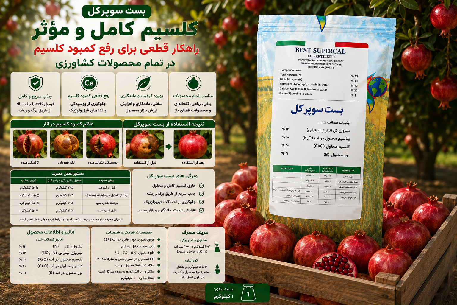 کود بست سوپر کل (Best Supercal) ساخت کمپانی PROTEO – ایتالیا۱ کیلویی